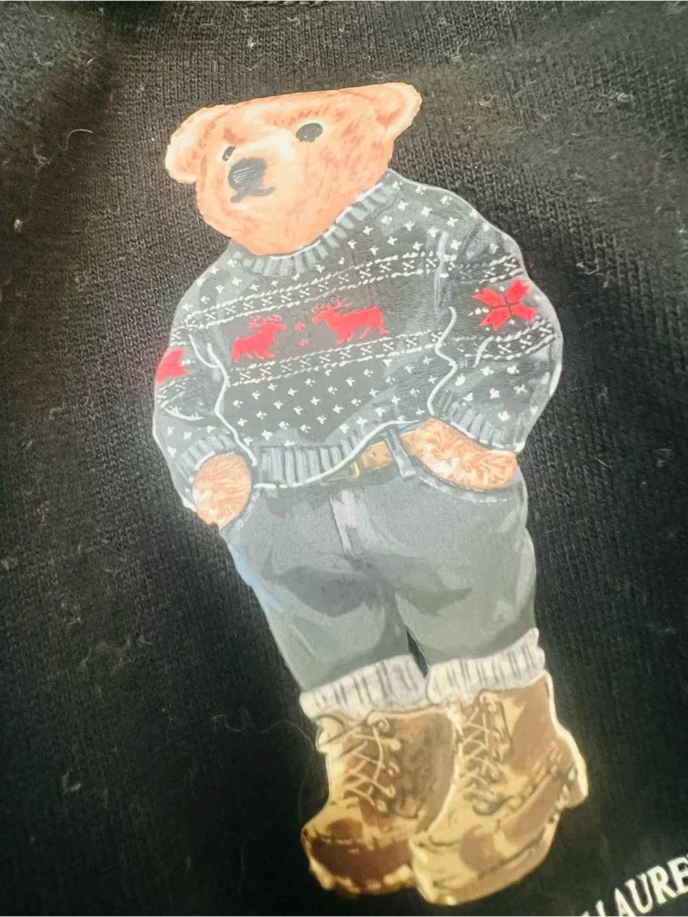 Ralph Lauren Black fleece dress baby polo bear 6M